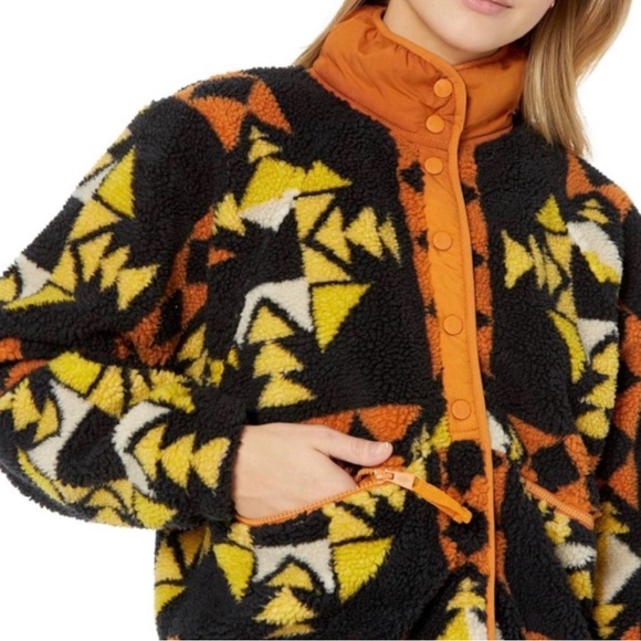 Free People Hit The Slopes Printed Fleece Jacket Night Sky - Picture 2 of 8